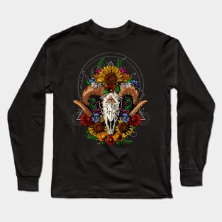 Floral Ram Skull Long Sleeve T-Shirt